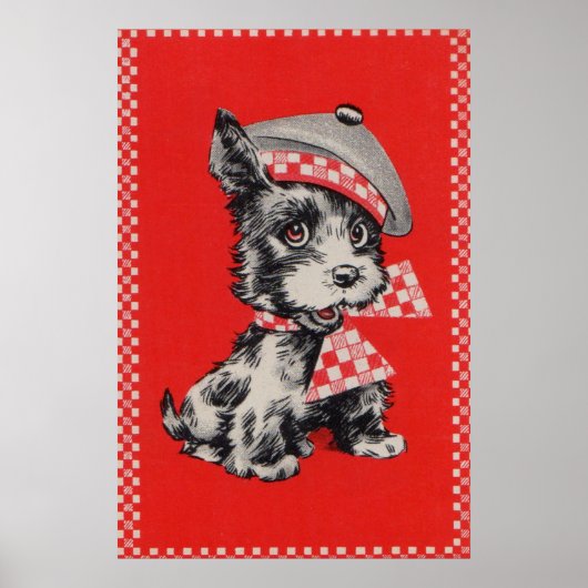 Scottie dog uit 1950 in rood poster (Voorkant)