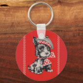 Scottie dog uit 1950 in rood sleutelhanger (Voorkant)