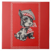 Scottie dog uit 1950 in rood tegeltje (Voorkant)