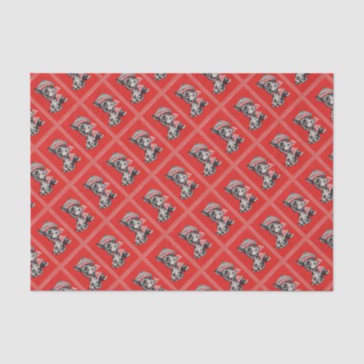 Scottie dog uit 1950 in rood tissuepapier (Voorkant)