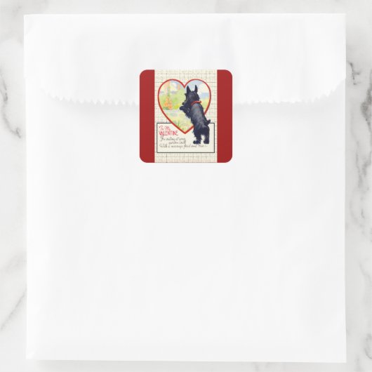 Scottie dog Valentine Scottish Terrier Vierkante Sticker (Tas)