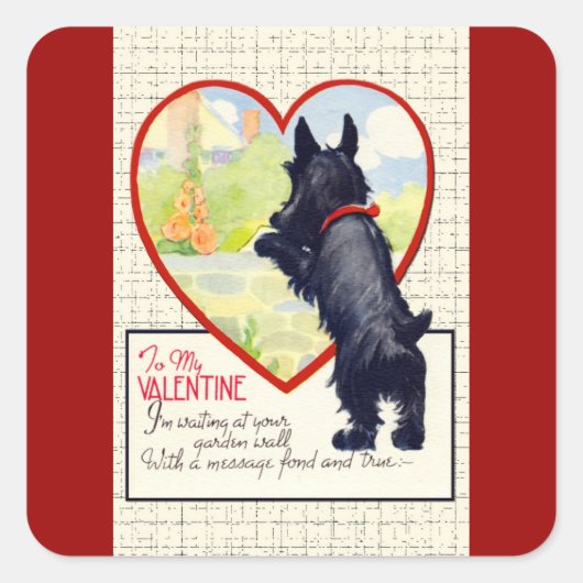 Scottie dog Valentine Scottish Terrier Vierkante Sticker (Voorkant)