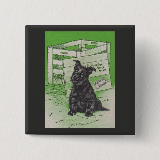 Scottie dog via speciale levering vierkante button 5,1 cm (Voorkant)