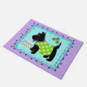 Scottie Dog Welcoming Turquoise Lavender Deurmat (Schuin)