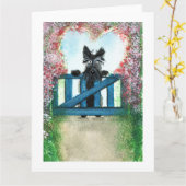 Scottie Dog Wenskaart Kaart (Gele Bloem)