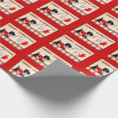 Scottie Dog, Zwart en Wit Kerstcadeau wrap Cadeaupapier (Hoek)