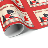 Scottie Dog, Zwart en Wit Kerstcadeau wrap Cadeaupapier (Rol Hoek)