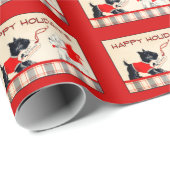 Scottie Dog, Zwart en Wit Vakantie cadeau wrap Cadeaupapier (Rol Hoek)