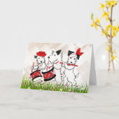 Scottie Dogs Band, schattig en knuffel Kaart (Gele Bloem)