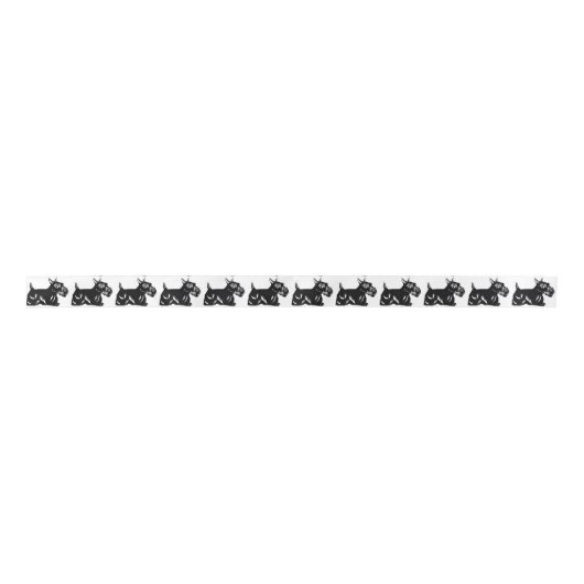 Scottie Dogs Black and White Satin Ribbon Satijnen Lint (Voorkant)
