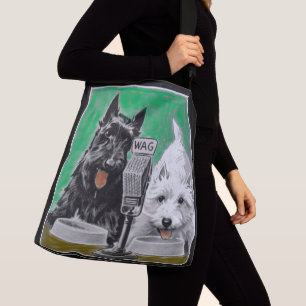 Scottie dogs Blackie en Whitie op de radio Crossbody Tas