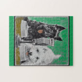 Scottie dogs Blackie en Whitie op de radio Legpuzzel (Horizontaal)