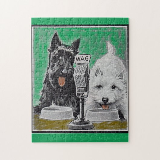 Scottie dogs Blackie en Whitie op de radio Legpuzzel (Verticaal)