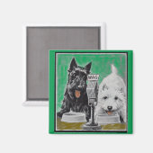 Scottie dogs Blackie en Whitie op de radio Magneet (Voorkant / Achterkant)