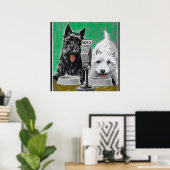 Scottie dogs Blackie en Whitie op de radio Poster (Thuiskantoor)
