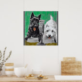 Scottie dogs Blackie en Whitie op de radio Poster (Keuken)