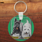 Scottie dogs Blackie en Whitie op de radio Sleutelhanger (Voorkant)