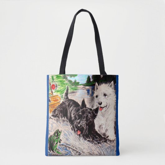 Scottie dogs Blackie en Whitie Tote Bag (Voorkant)
