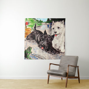 Scottie dogs Blackie en Whitie Wandkleed