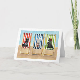 Scottie Dogs 'Deck Chairs' Wenskaart Kaart