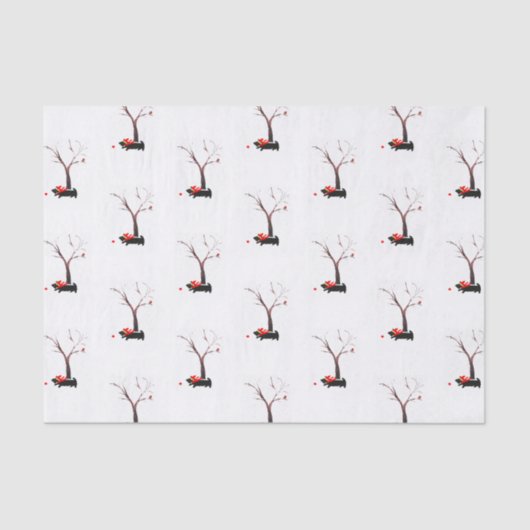 Scottie Dogs en Robin in Winter Seasonal Tissuepapier (Voorkant)