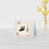  Scottie Dogs met Kerstboom Kaart (Gele Bloem)