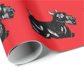 Scottie Dogs met rood omslagpapier Cadeaupapier (Rol Hoek)