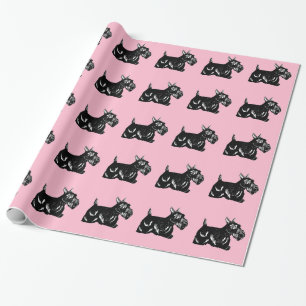 Scottie Dogs met roze omslagpapier Cadeaupapier