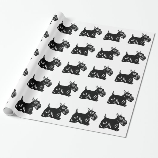 Scottie Dogs Pattern Wrapping Paper Cadeaupapier (Uitgerold)