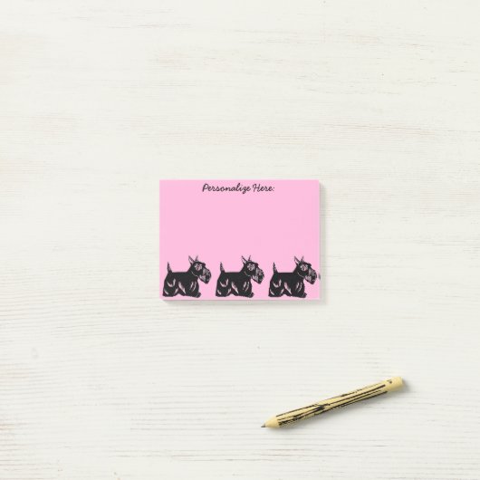 Scottie Dogs Pink Custom Post-it® notes 4 x 3 (Op bureau)