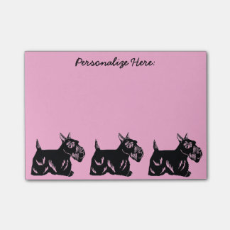 Scottie Dogs Pink Custom Post-it® notes 4 x 3