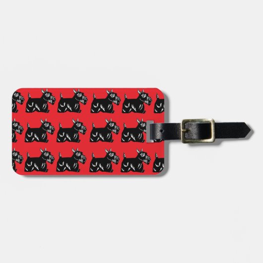 Scottie Dogs Red en Black Pattern Bagagelabel (Voorkant horizontaal)