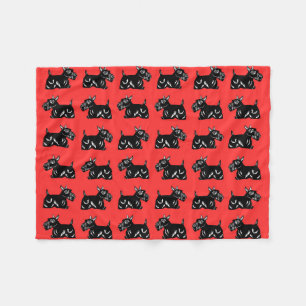 Scottie Dogs Red en Black Pattern Fleece Blanket
