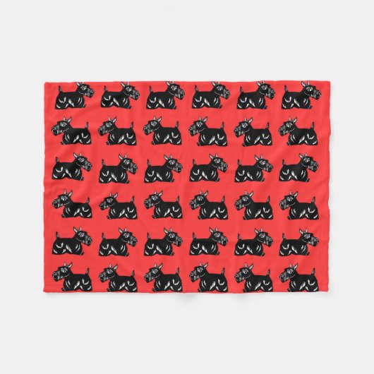 Scottie Dogs Red en Black Pattern Fleece Blanket (Voorkant (Horizontaal))
