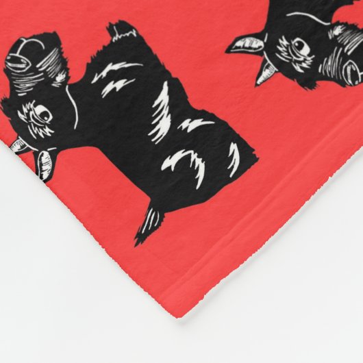 Scottie Dogs Red en Black Pattern Fleece Blanket (Hoek)