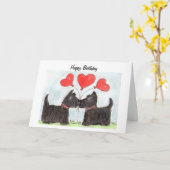 Scottie Dogs Schotse Terriër kunst Verjaardag Kaar Kaart (Gele Bloem)