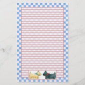 Scottie Dogs Waterverf Blue Check Red Lined Briefpapier (Voorkant)