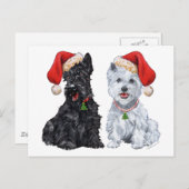 Scottie en Westie Caroling Briefkaart (Voorkant / Achterkant)