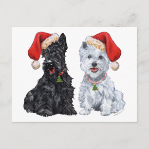 Scottie en Westie Caroling Briefkaart