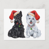 Scottie en Westie Caroling Briefkaart (Voorkant)
