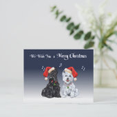 Scottie en Westie Caroling Feestdagenkaart (Staand voorkant)