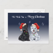 Scottie en Westie Caroling Feestdagenkaart (Voorkant / Achterkant)