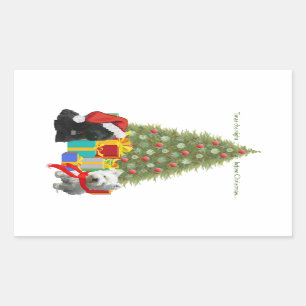 Scottie en Westie Kerstboom Rechthoekige Sticker