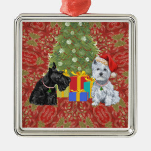 Scottie en Westie kerstboomornament Metalen Ornament