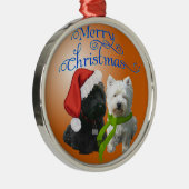 Scottie en Westie kerstboomornament Metalen Ornament (Rechts)