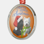 Scottie en Westie kerstboomornament Metalen Ornament (Links)