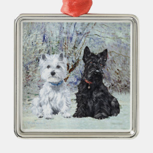 Scottie en Westie kerstboomornament Metalen Ornament