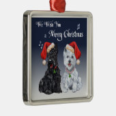 Scottie en Westie kerstboomornament Metalen Ornament (Rechts)