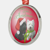 Scottie en Westie kerstversiering Metalen Ornament (Links)