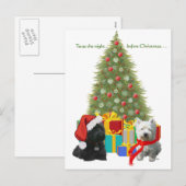 Scottie en Westie Merry Kerstmis Feestdagenkaart (Voorkant / Achterkant)
